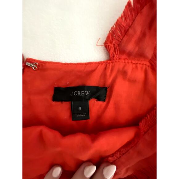 Womens JCrew Red Linen Frayed Hem Sleeveless Blouse Size 6 - Picture 3 of 5